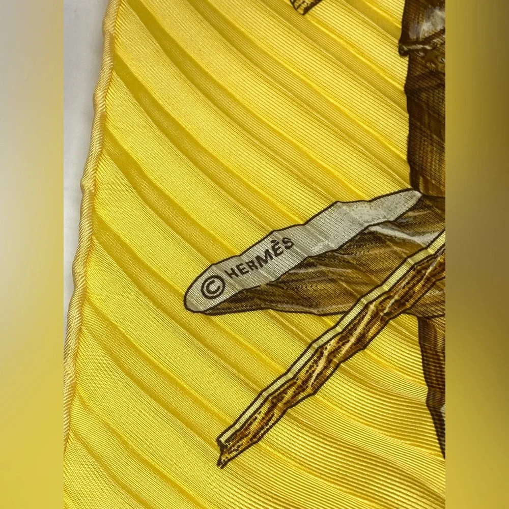 Hermes Plisse Silk Scarf Jardin Creole Carre 90 Pleaded Valerie Dawlat Dumoulin - Picture 14 of 16